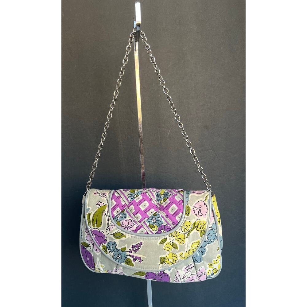 VERA BRADLEY RETIRED Watercolor Small Gray Purple Floral Shoulder Purse Clutch